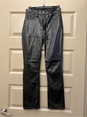 GAP Black Vegan Leather Vintage Slim High Rise Pants. Size 25.